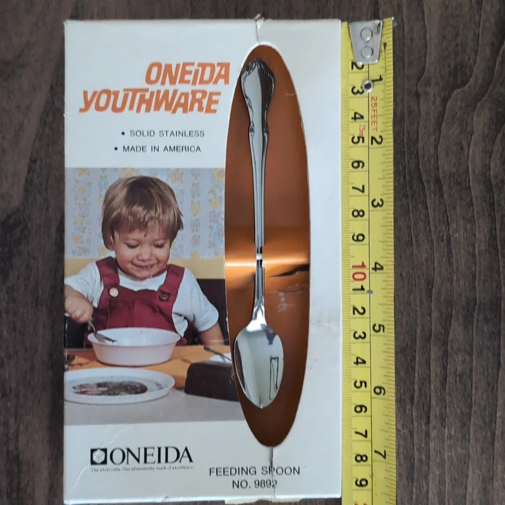 Vintage Oneida Feeding Spoon Youthware Silver Stainless Floral 9892 USA Flatware
